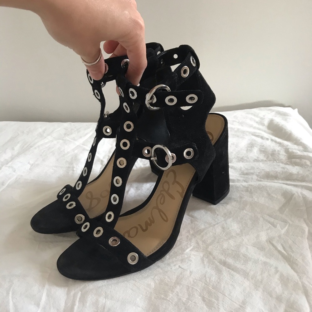 Sam Edelman Black suede strappy heeled sandals